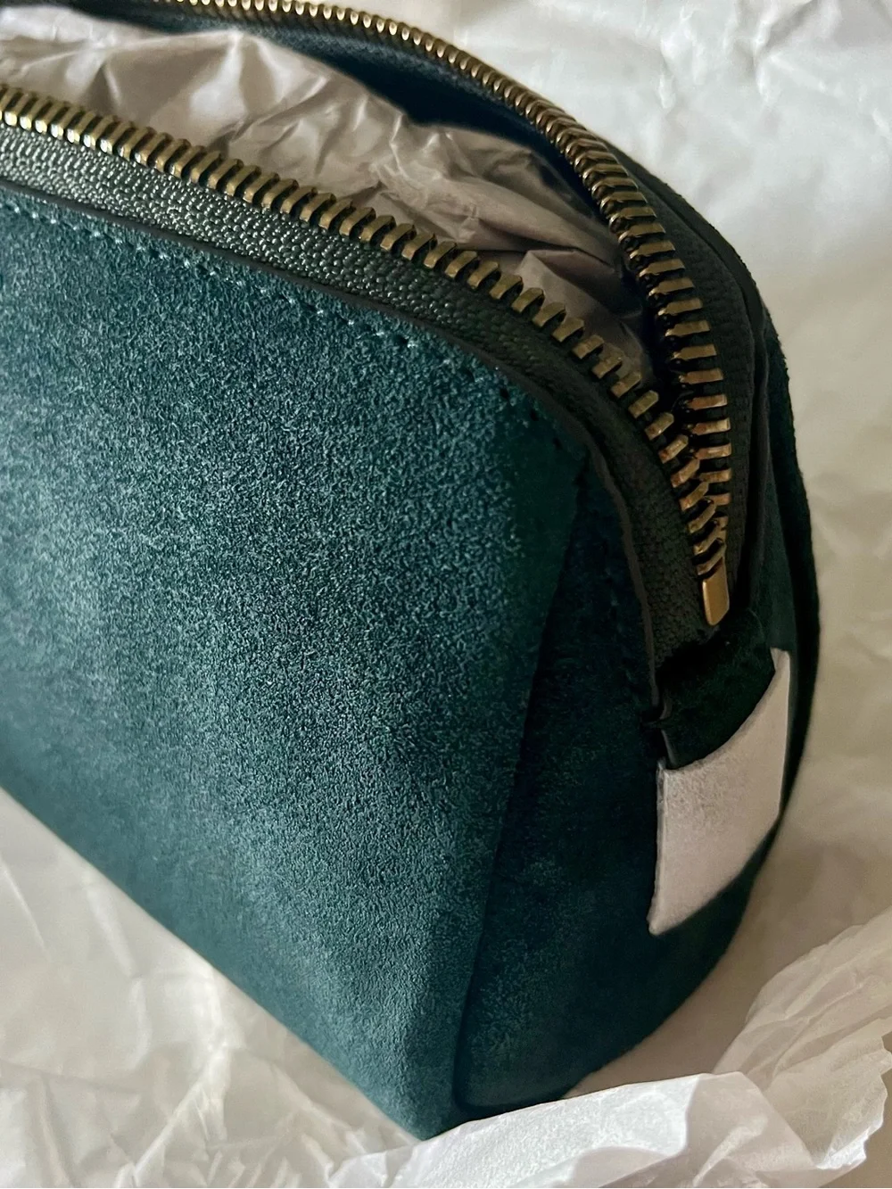 Madewell The Make Up Cosmetic Pouch Zip Leather Suede